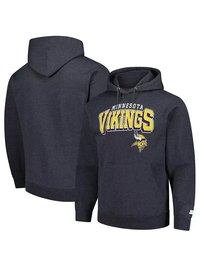 Мужская серая толстовка с капюшоном Minnesota Vintage Vikings Starter — изображение 1 из 3