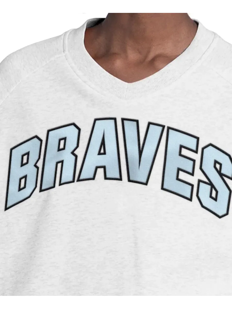Женский свитшот с V-образным вырезом и кроп-длиной, модель Show Up Fashion, Atlanta Braves Starter — изображение 3 из 4