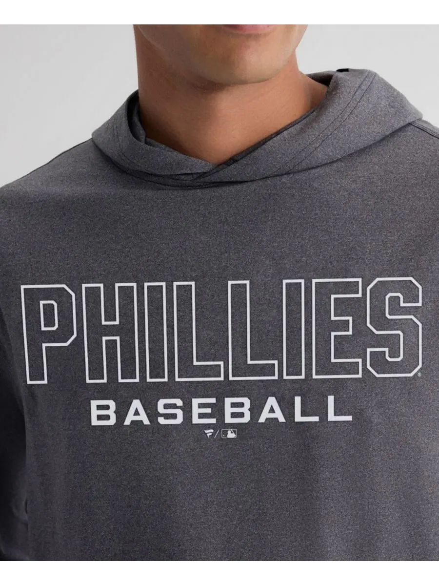 Футболка с капюшоном и длинным рукавом Philadelphia Phillies Clutch Fanatics — изображение 5 из 5, темно-серый