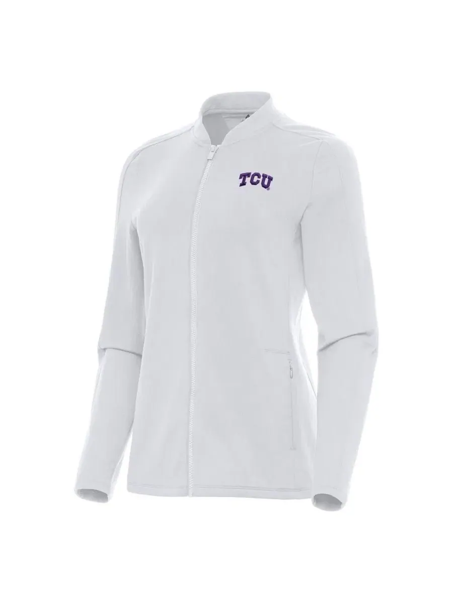 Женская куртка Continual Full-Zip с эмблемой TCU Horned Frogs Antigua — изображение 1 из 1, белый