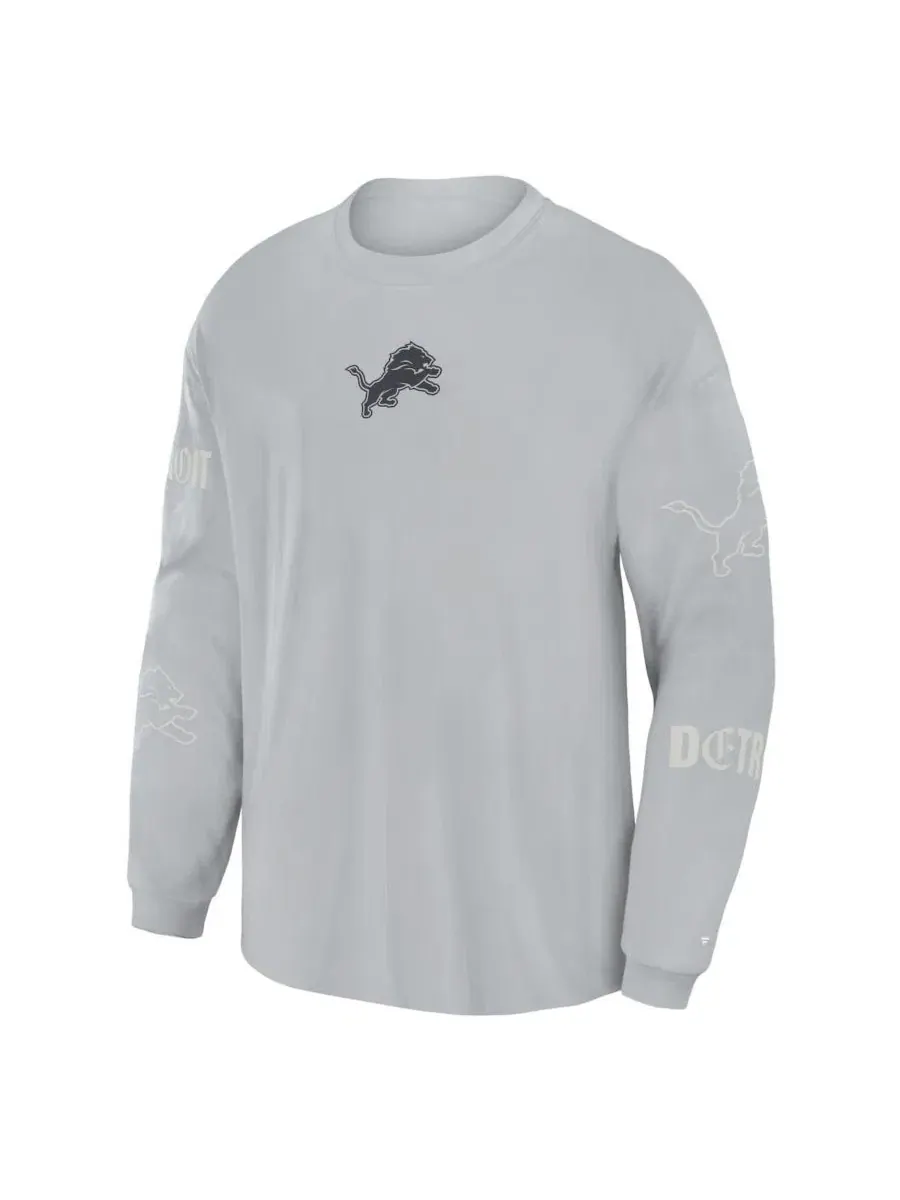 Футболка с длинным рукавом оверсайз с принтом Detroit Lions Oversized Type Play Fanatics — изображение 2 из 5, серый серый