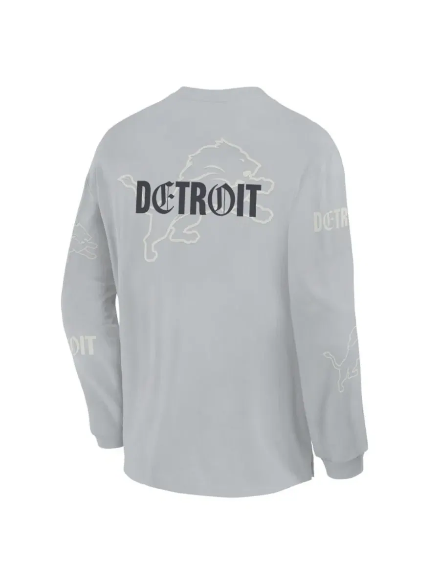 Футболка с длинным рукавом оверсайз с принтом Detroit Lions Oversized Type Play Fanatics — изображение 3 из 5, серый серый