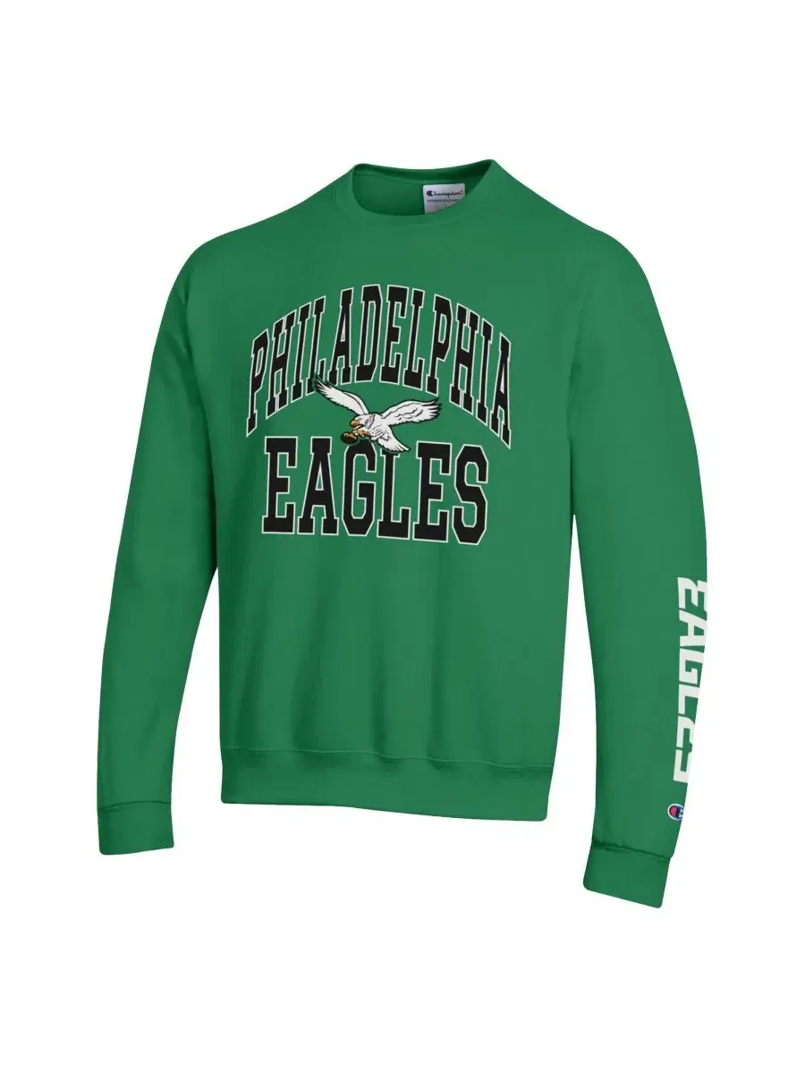 Свитшот из флиса с принтом Philadelphia Eagles Power Blend Champion — изображение 2 из 3, зеленый