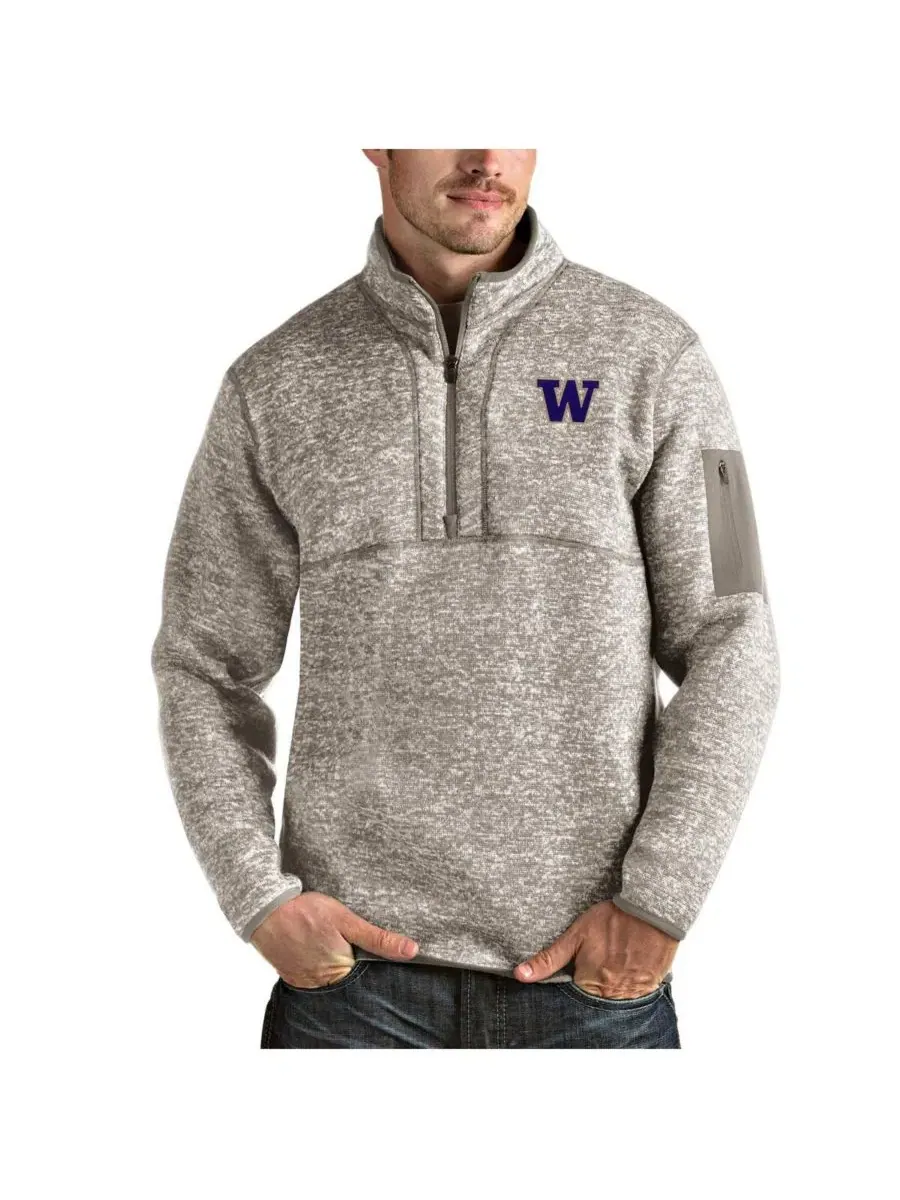 Толстовка на молнии до половины Antigua Fortune Washington Huskies — изображение 1 из 1, овсяный