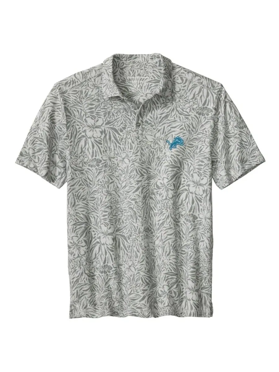 Мужское поло с принтом, модель Wild Hibiscus Tommy Bahama — изображение 1 из 1, серый