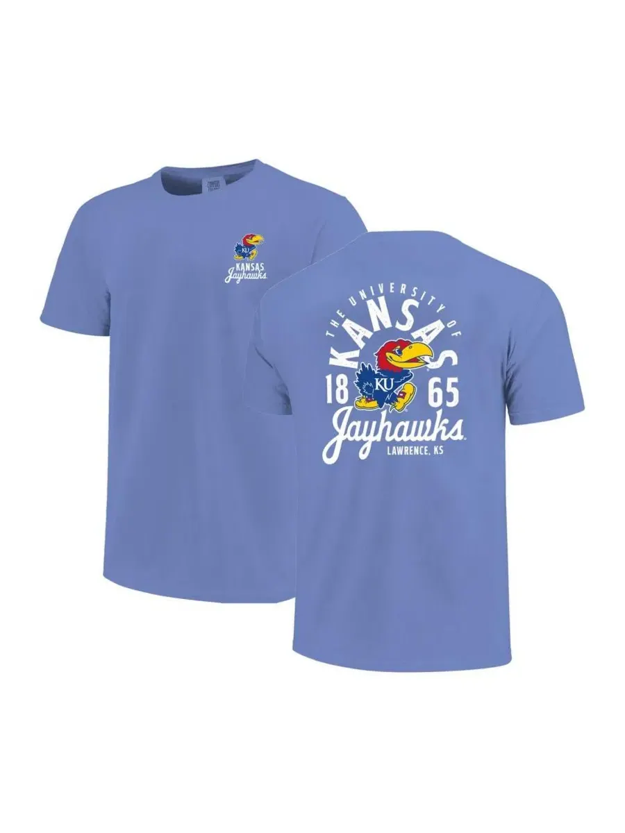 Футболка с длинным рукавом с принтом Kansas Jayhawks Comfort Colors Mascot Overlay Image One — изображение 1 из 3