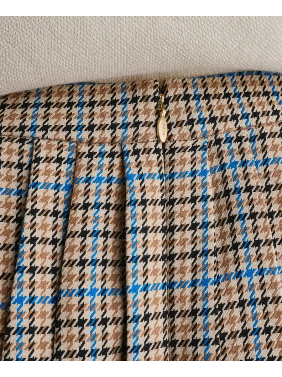 Мини-юбка-трапеция с плиссировкой, с поясом BCBG, Camel Electric Sein — изображение 7 из 7