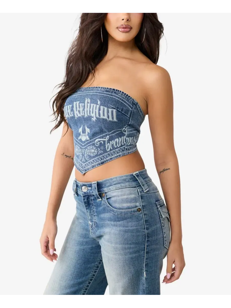 Топ-бандо из денима с платком-подолом True Religion, Venice Drift — изображение 2 из 3