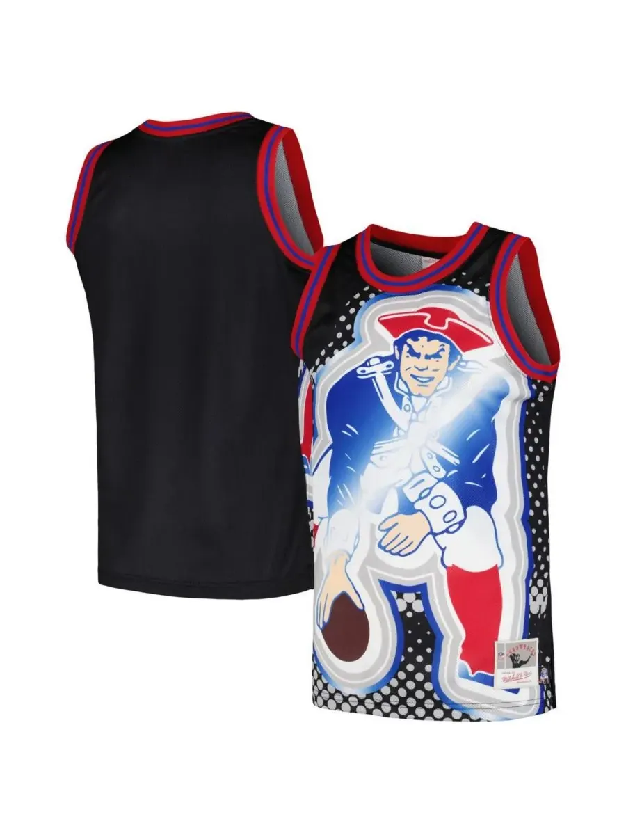 Mitchell & Ness Мужская черная модная майка New England Patriots Big Face 7.0 — изображение 1 из 3, черный