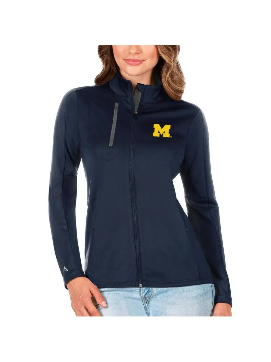 Antigua Женская куртка на молнии Michigan Wolverines Generation, темно-синяя/графитовая — изображение 1 из 1, темно-синий