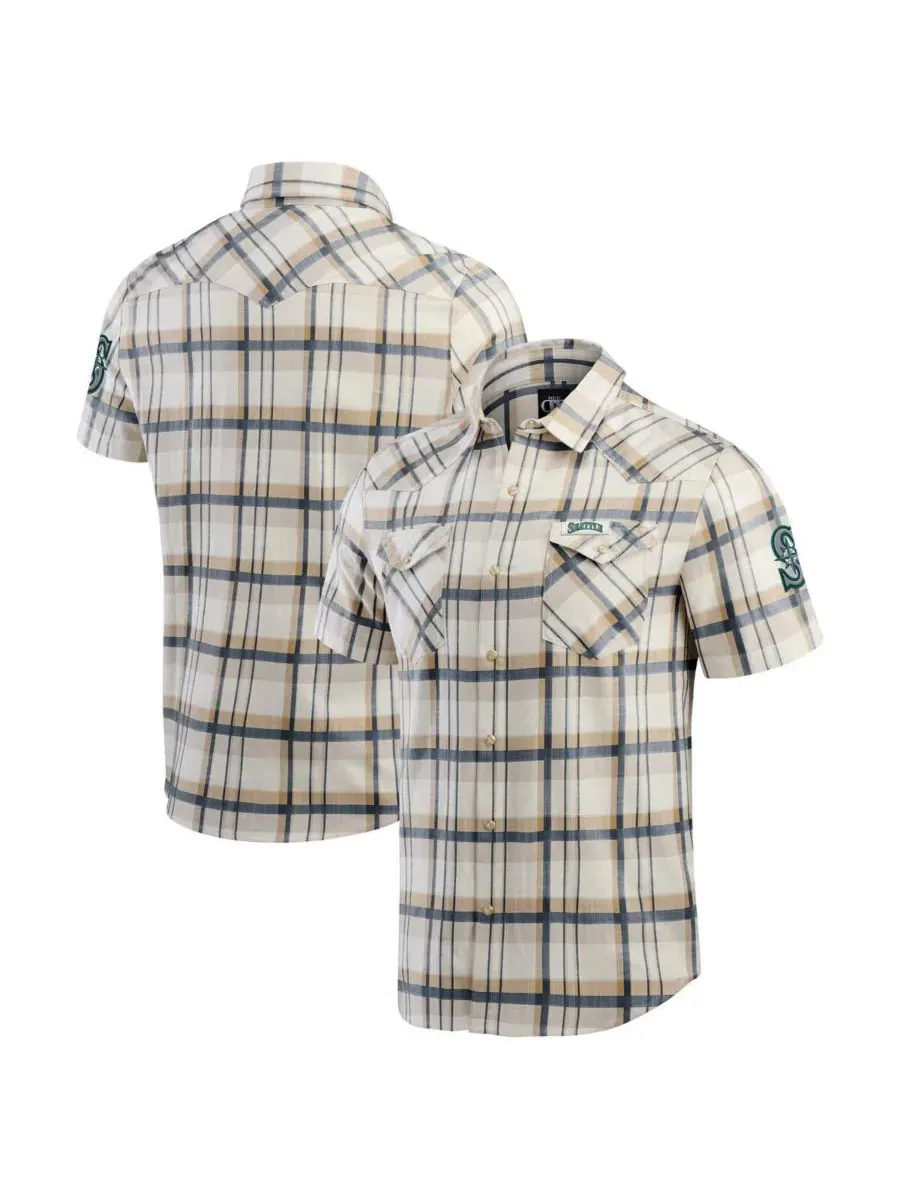 Fanatics Мужская рубашка Darius Rucker Collection в клетку цвета "Сиэтл Маринерс" темно-синего — изображение 1 из 3