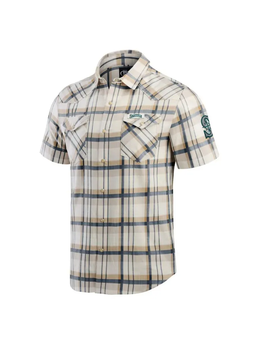Fanatics Мужская рубашка Darius Rucker Collection в клетку цвета "Сиэтл Маринерс" темно-синего — изображение 2 из 3