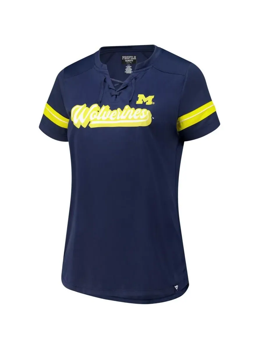 Fanatics Женская темно-синяя футболка большого размера Michigan Wolverines Overtime Readiness на — изображение 3 из 3