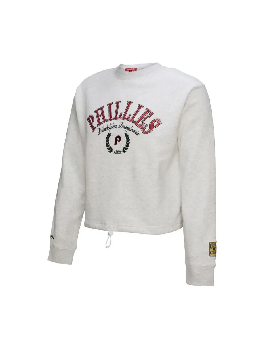 Mitchell & Ness Женская укороченная толстовка с застежкой-пряжкой цвета меланж с символикой команды — изображение 2 из 3