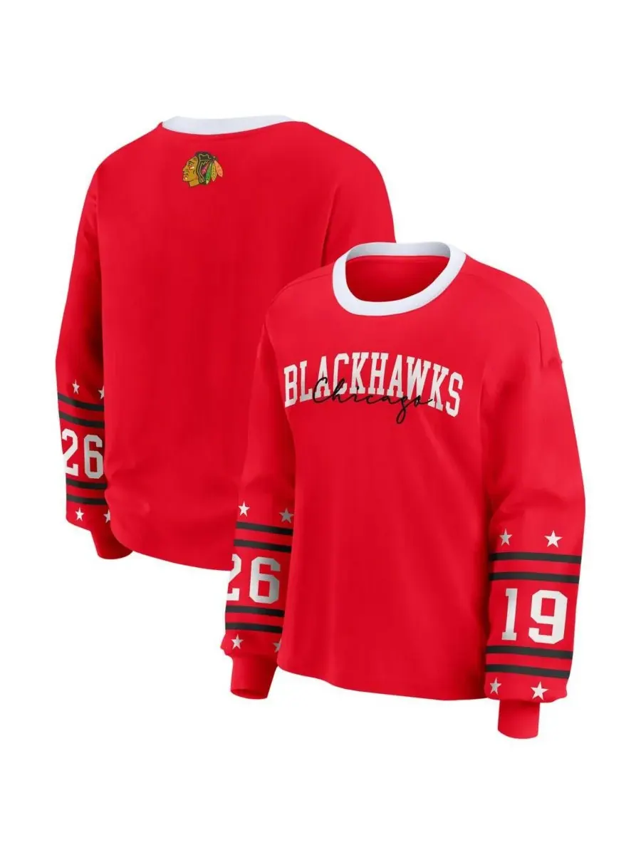 WEAR by Erin Andrews Женская красная спортивная футболка с длинными рукавами Chicago Blackhawks — изображение 1 из 3, красный