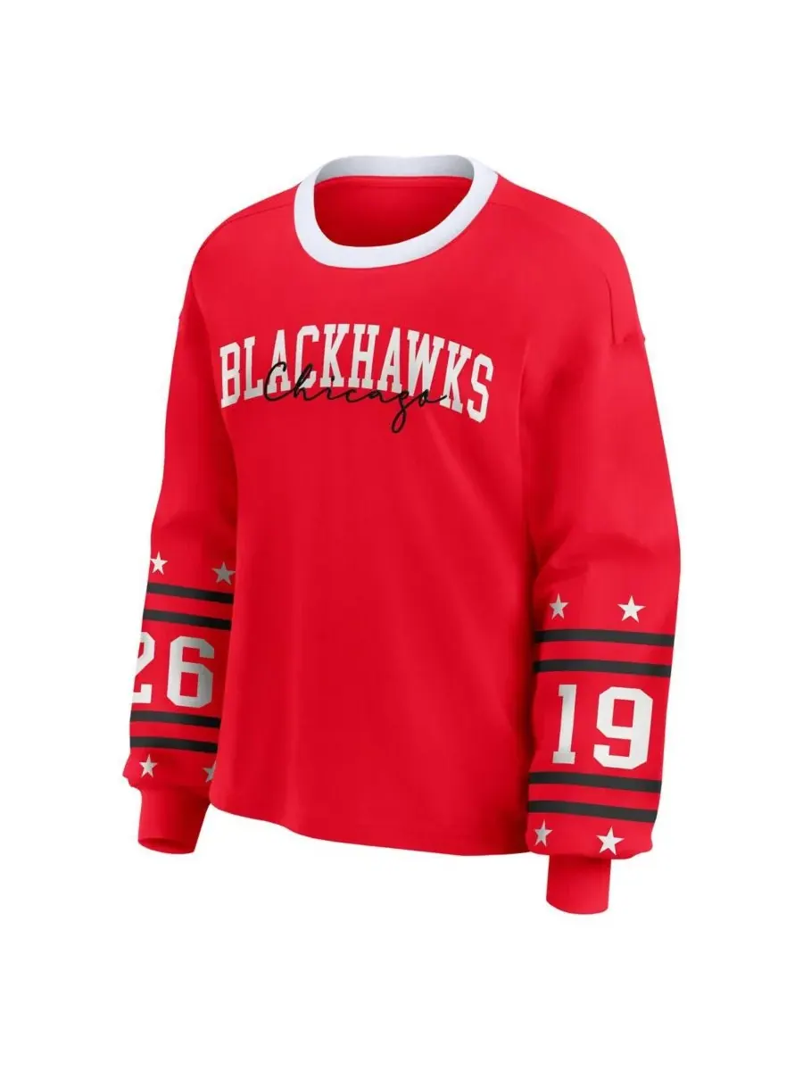 WEAR by Erin Andrews Женская красная спортивная футболка с длинными рукавами Chicago Blackhawks — изображение 2 из 3, красный