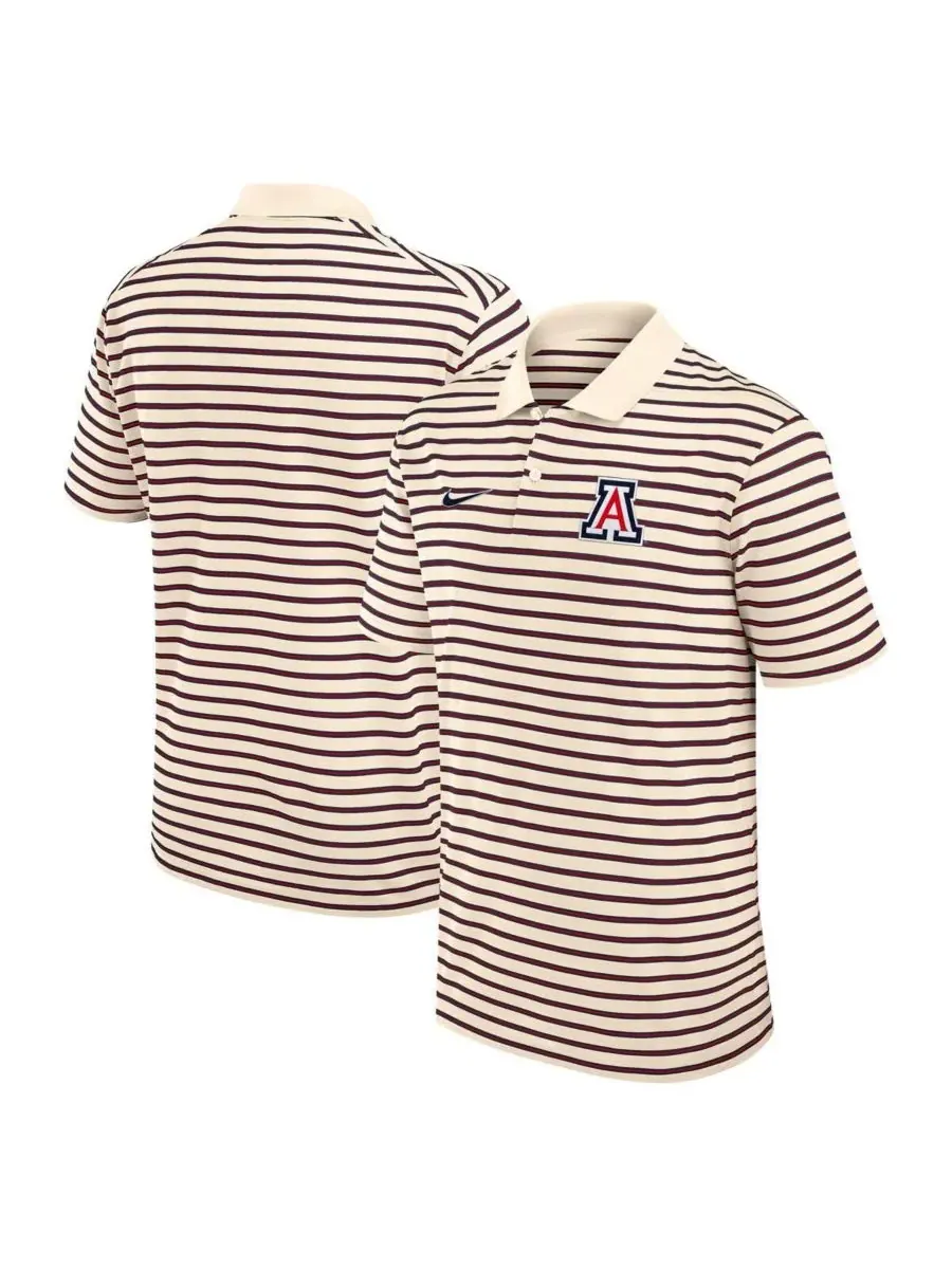 Nike Мужская поло-рубашка Arizona Wildcats Solid Foundation Striped Performance цвета хаки — изображение 1 из 3, бежевый
