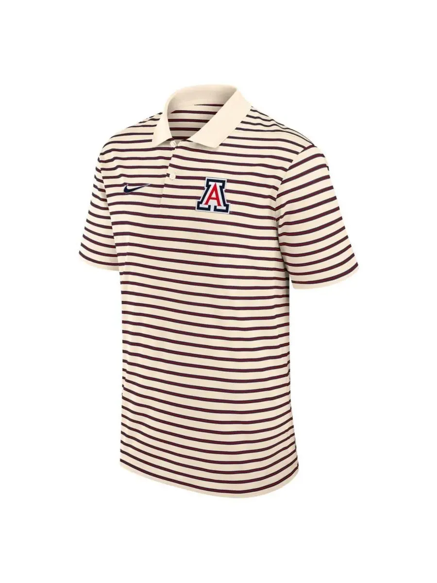 Nike Мужская поло-рубашка Arizona Wildcats Solid Foundation Striped Performance цвета хаки — изображение 3 из 3, бежевый