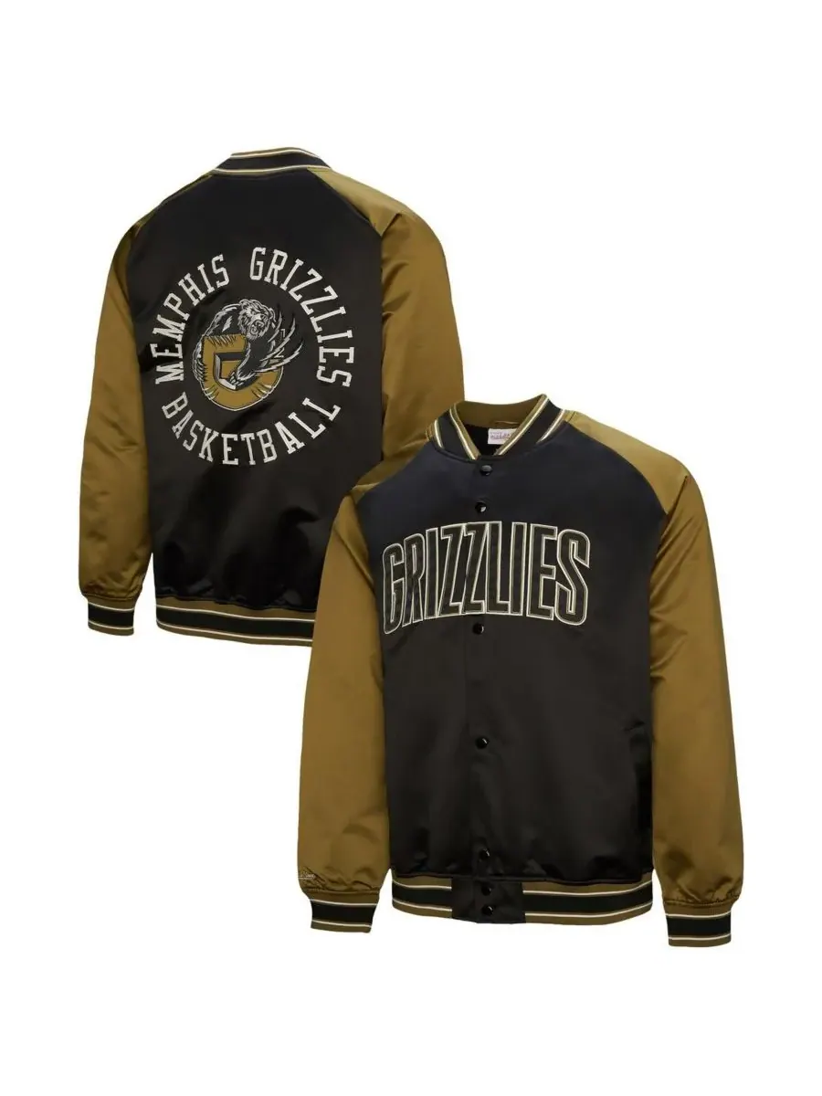 Mitchell & Ness Мужская куртка-клатч в оливково-черном цвете с рукавами реглан и застежкой на — изображение 1 из 3