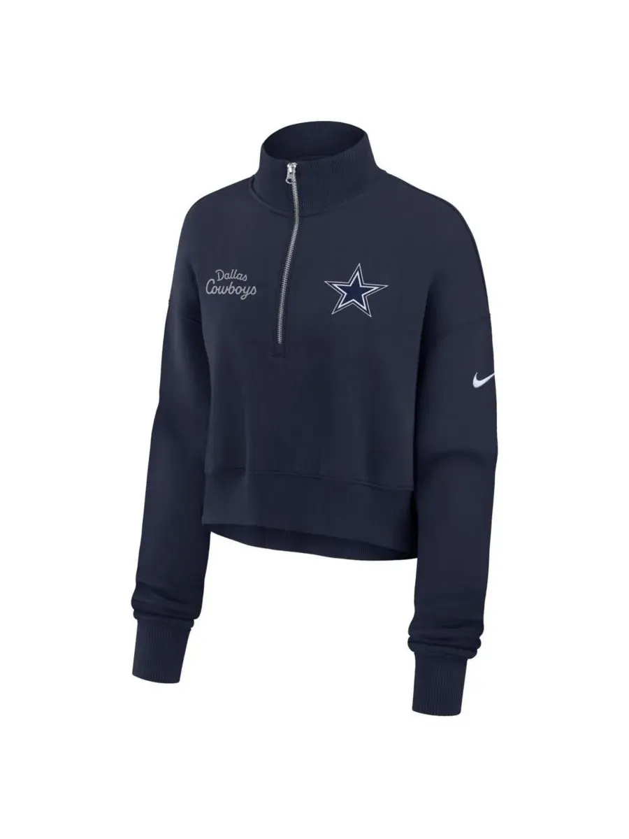 Nike Женская темно-синяя толстовка Dallas Cowboys Primetime Phoenix с половинной молнией — изображение 2 из 3, темно-синий
