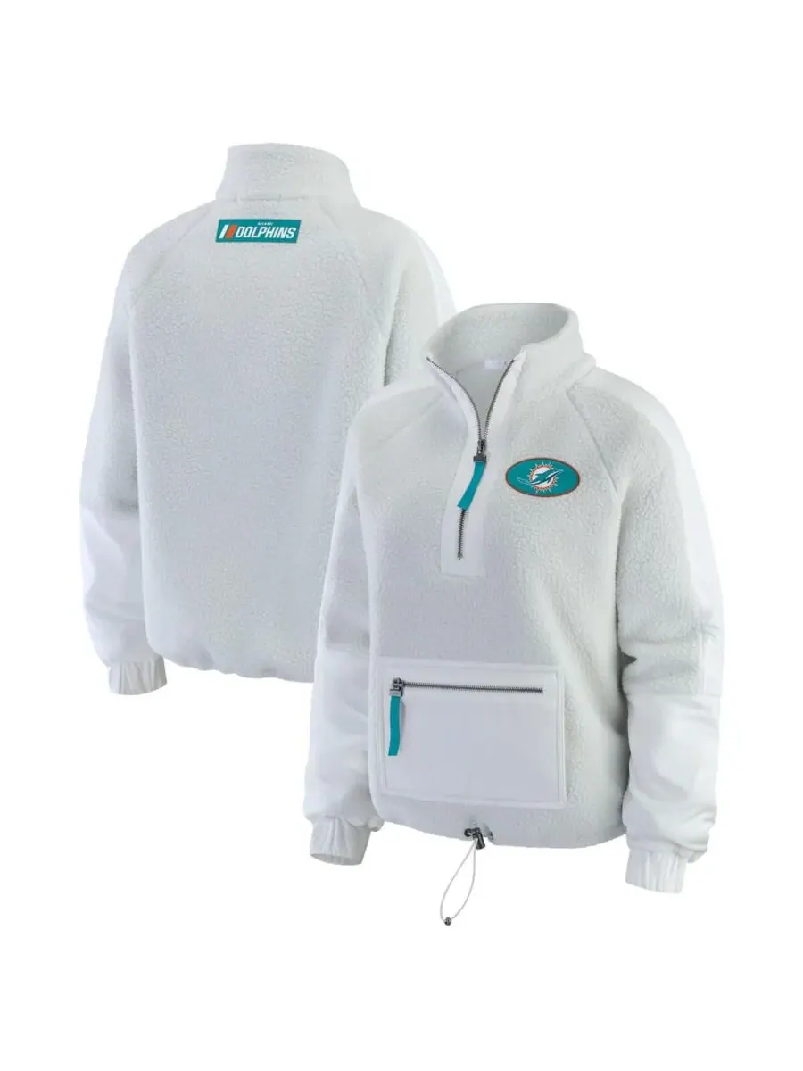 WEAR by Erin Andrews Женская белая флисовая куртка Miami Dolphins с застежкой-молнией до середины — изображение 1 из 3, белый