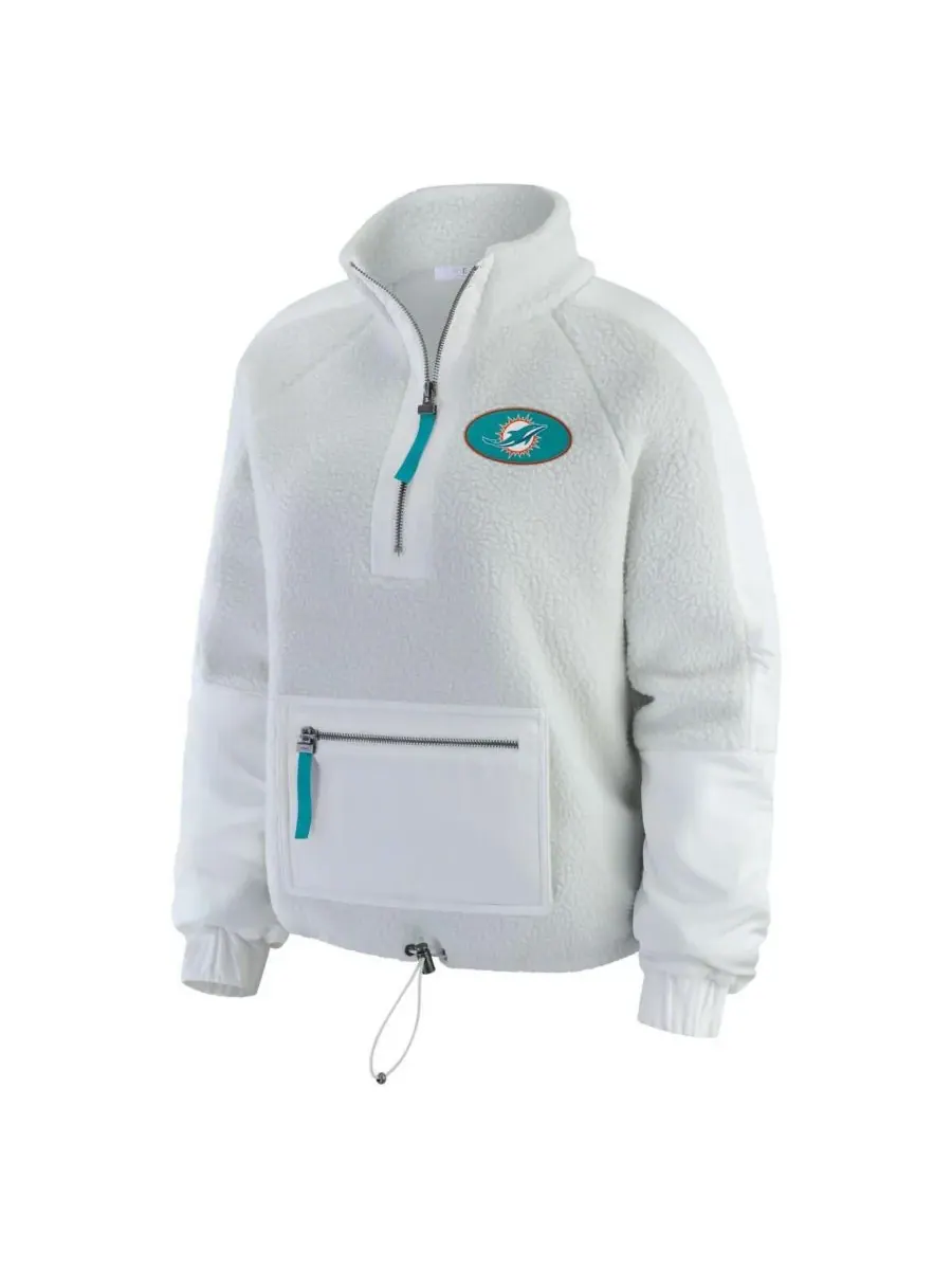 WEAR by Erin Andrews Женская белая флисовая куртка Miami Dolphins с застежкой-молнией до середины — изображение 2 из 3, белый