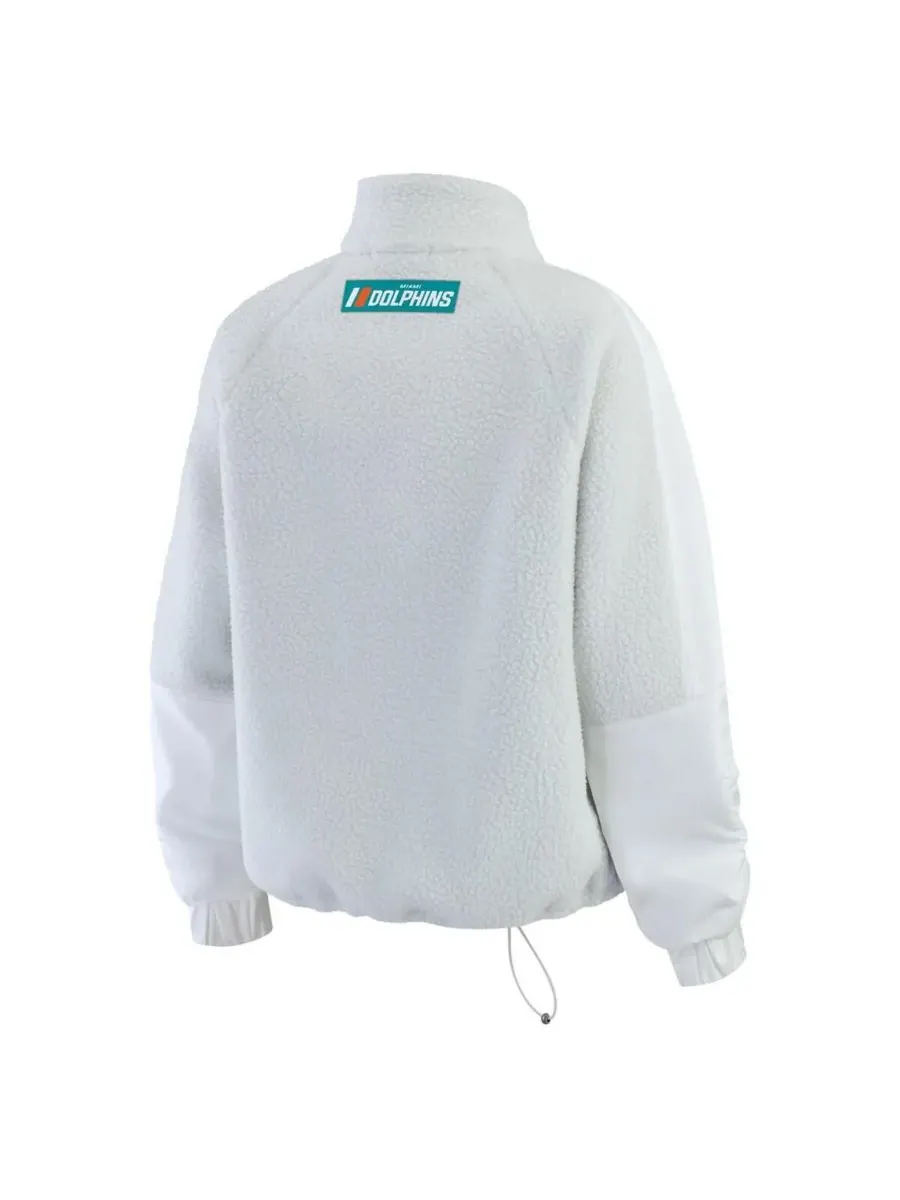 WEAR by Erin Andrews Женская белая флисовая куртка Miami Dolphins с застежкой-молнией до середины — изображение 3 из 3, белый