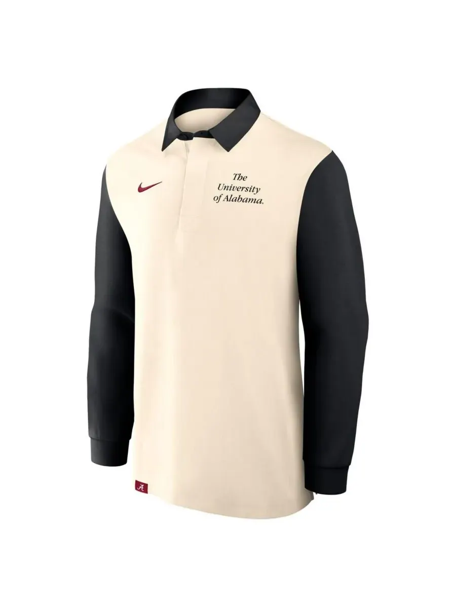 Nike Мужская футболка с длинным рукавом для регби команды Alabama Crimson Tide — изображение 2 из 3, бежевый черный