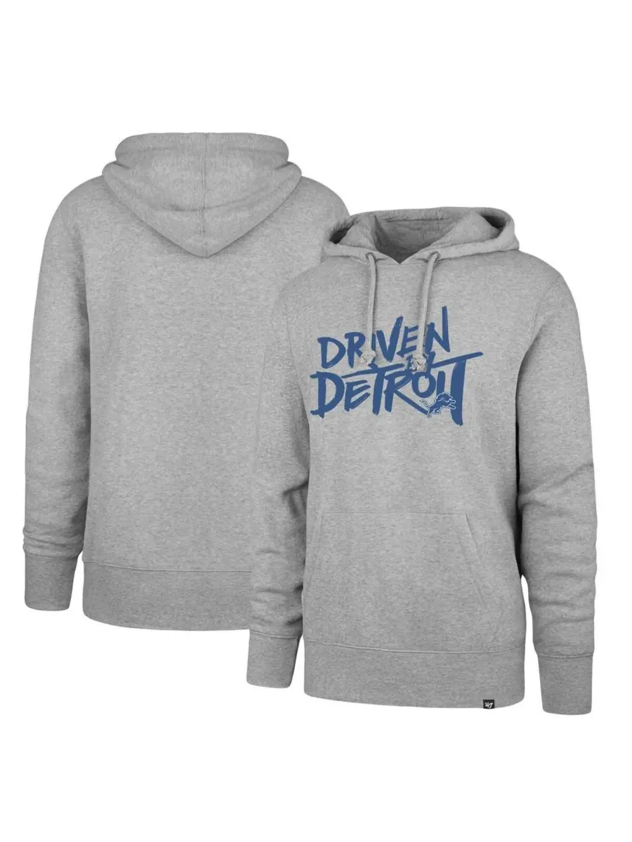 '47 Brand Мужская серая толстовка с капюшоном Detroit Lions Driven by Detroit — изображение 1 из 3, серый