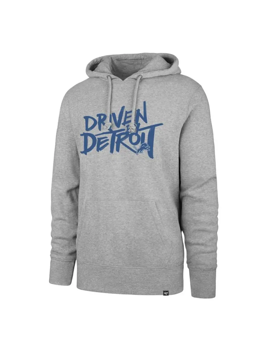 '47 Brand Мужская серая толстовка с капюшоном Detroit Lions Driven by Detroit — изображение 3 из 3, серый