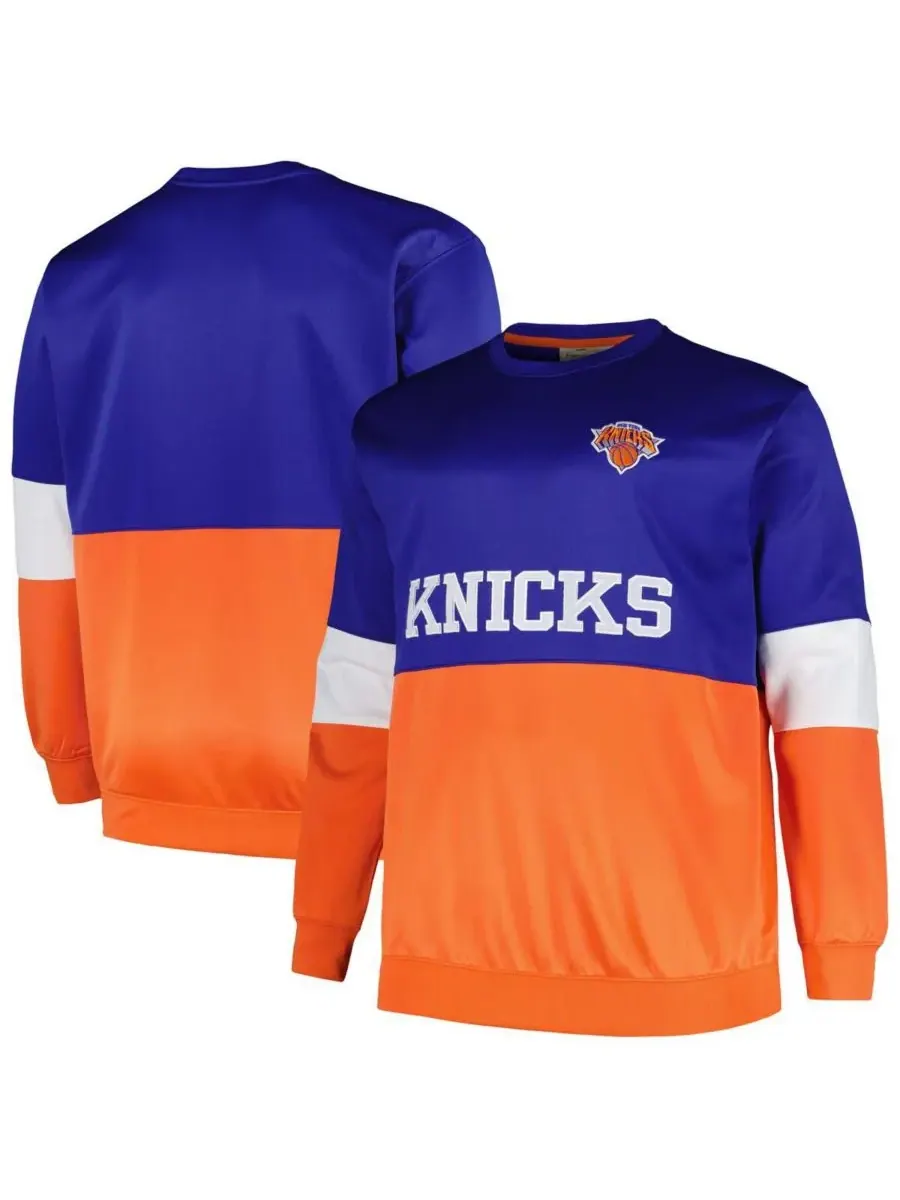 Fanatics Мужская толстовка с разрезом, сине-оранжевого цвета, с символикой New York Knicks, больших — изображение 1 из 3