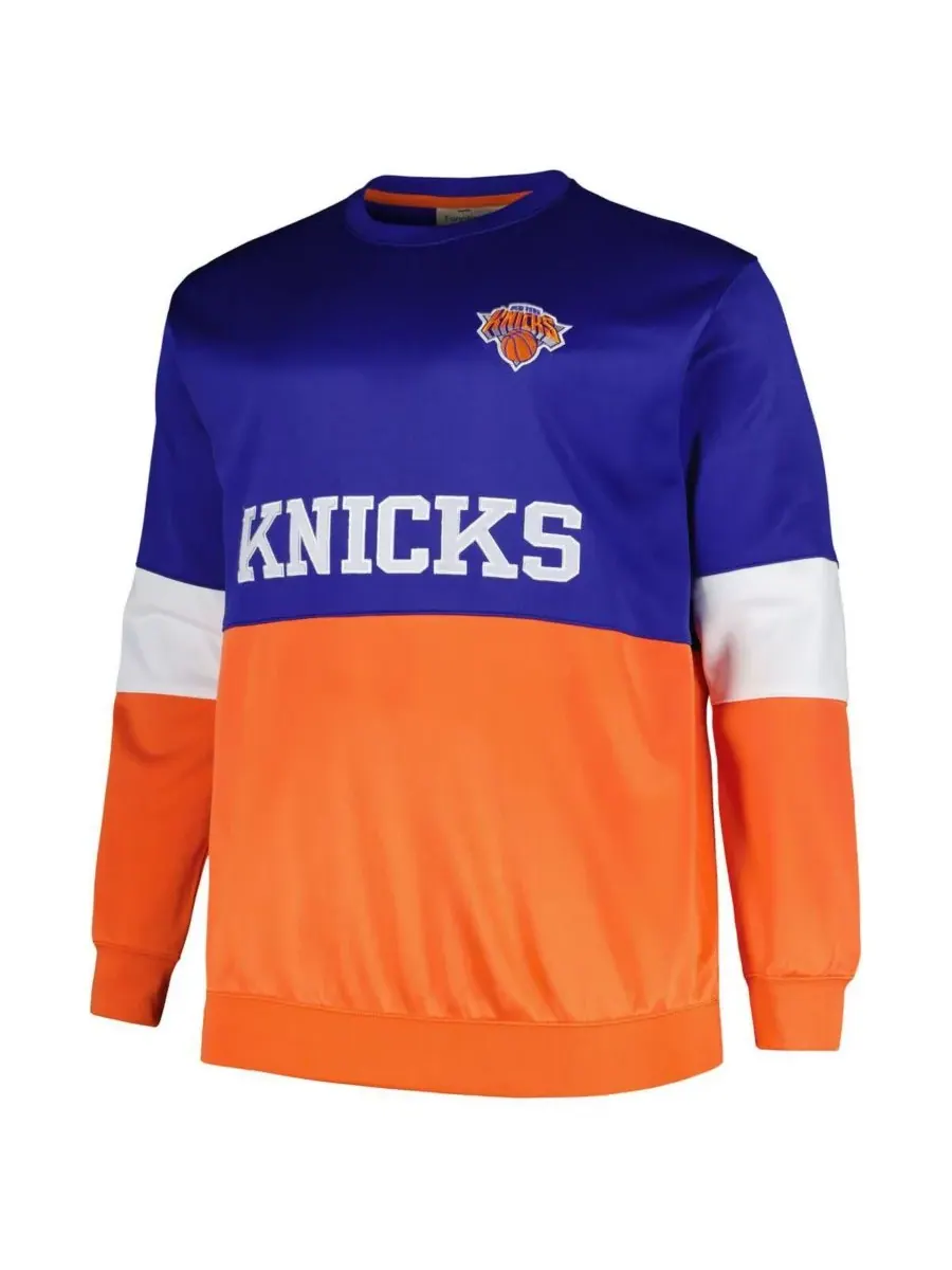 Fanatics Мужская толстовка с разрезом, сине-оранжевого цвета, с символикой New York Knicks, больших — изображение 3 из 3
