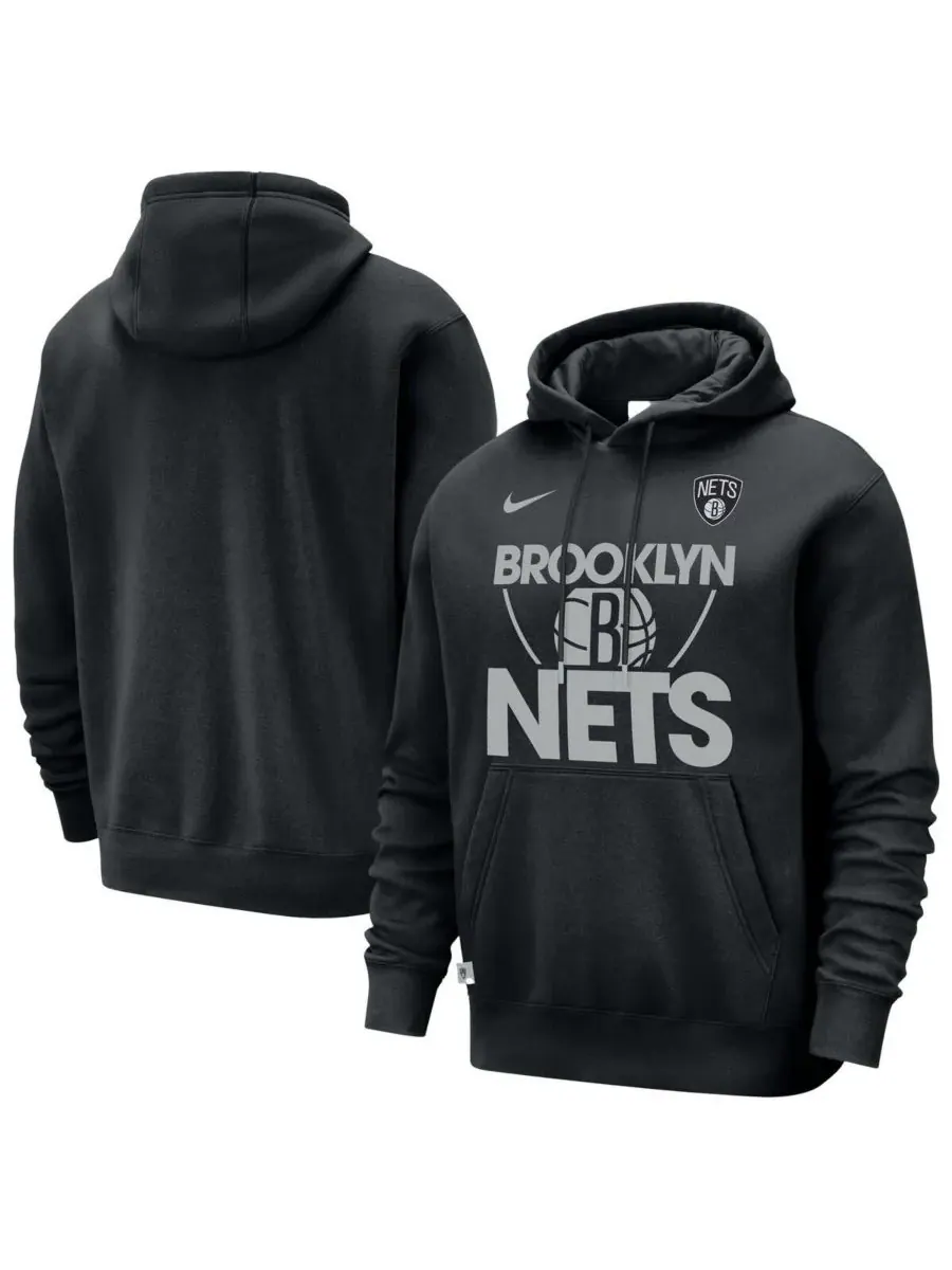 Nike Мужская черная толстовка с капюшоном Brooklyn Nets Courtside Club — изображение 1 из 3, черный