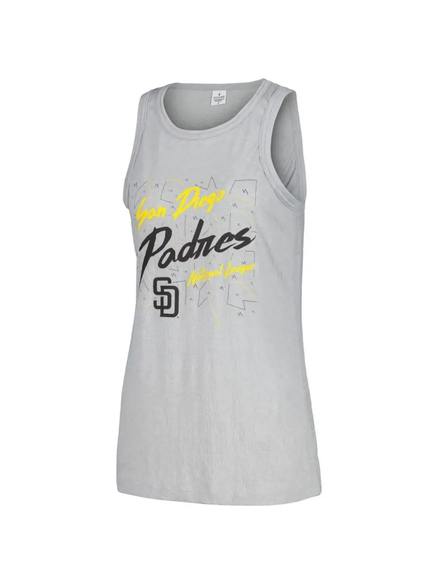 Soft As A Grape Женская серая майка с высоким воротником из марли с символикой San Diego Padres — изображение 3 из 3, серый