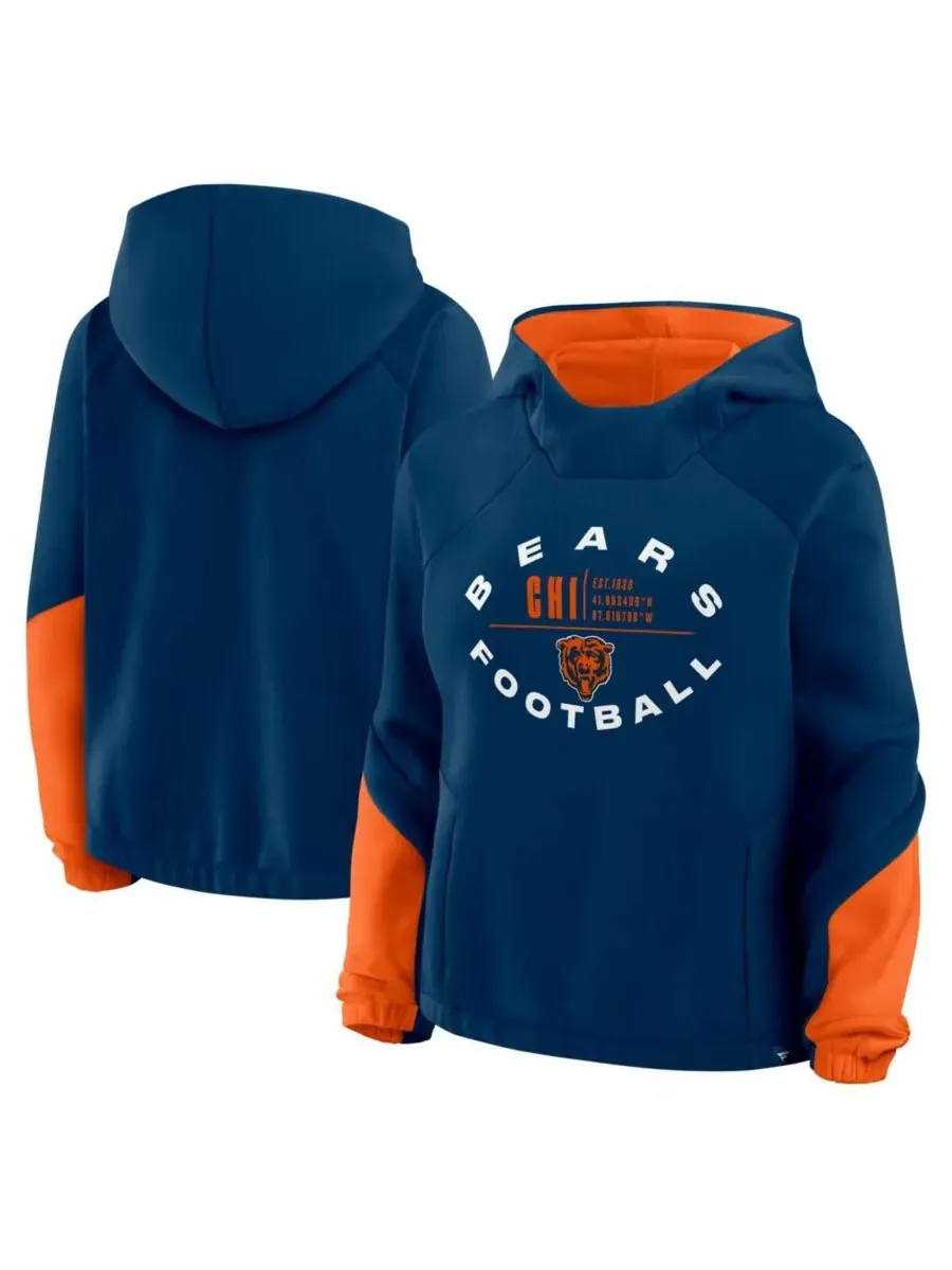 Fanatics Женская темно-синяя толстовка с капюшоном Chicago Bears Oversized Redzone Bubble Screen — изображение 1 из 3