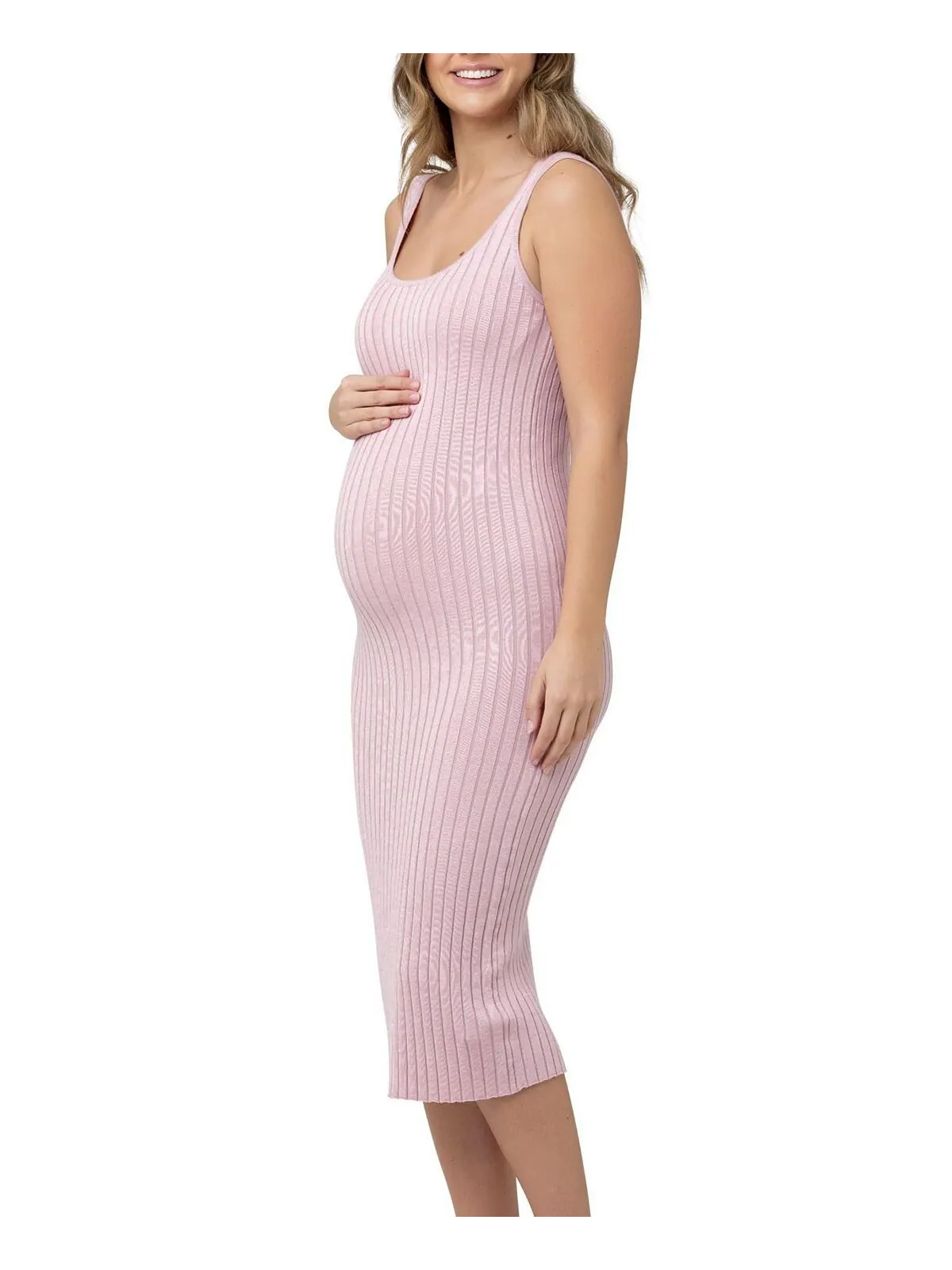 Платье-майка в рубчик Carmen для беременных Ripe Maternity — изображение 2 из 3, розовый