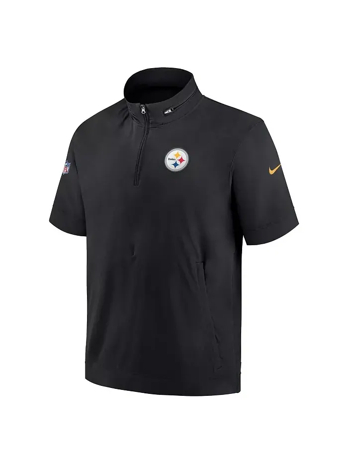 Мужская черная худи с короткими рукавами и молнией до середины Pittsburgh Steelers Sideline Coach — изображение 3 из 3