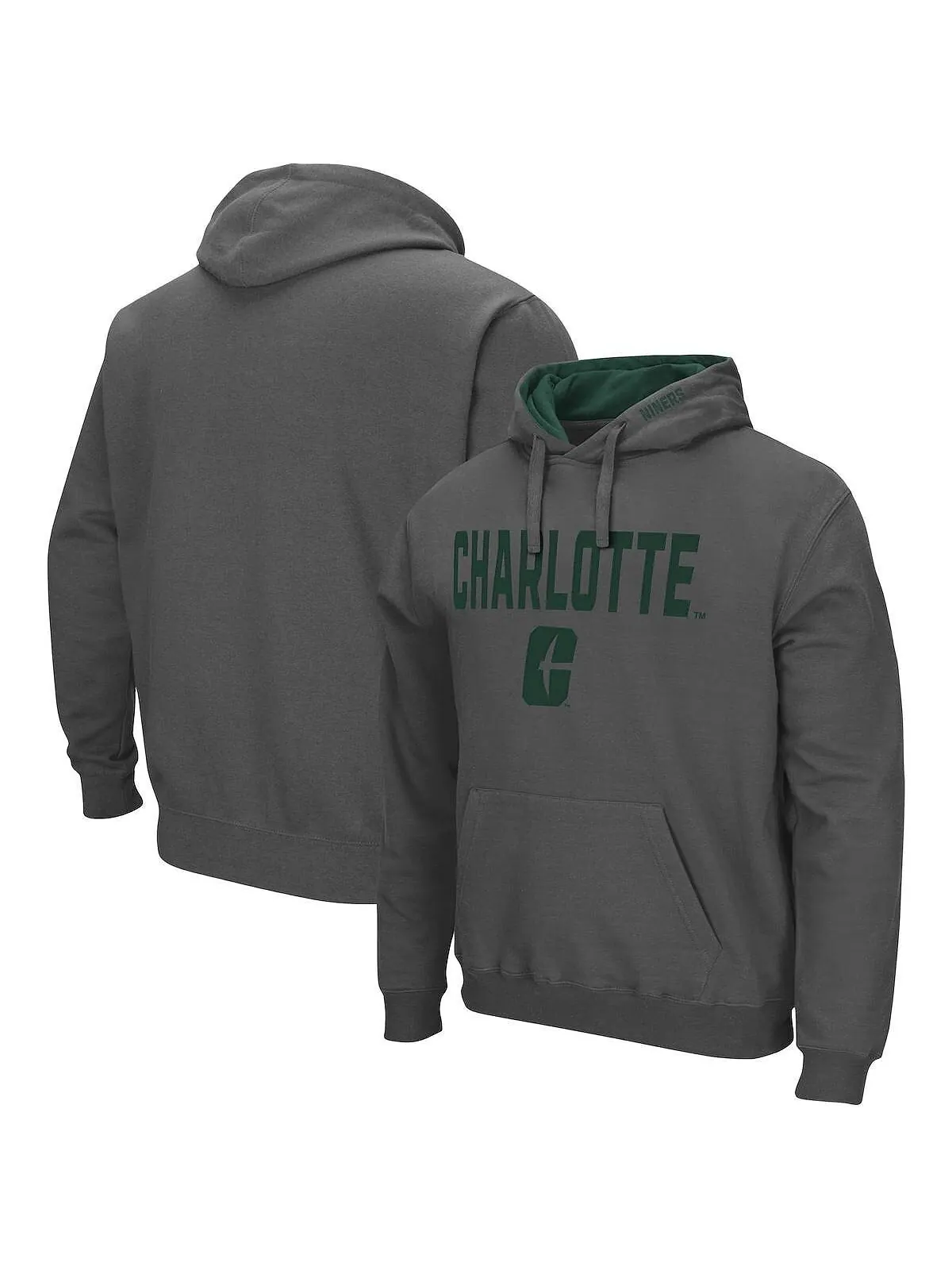 Мужская темно-серая толстовка с капюшоном charlotte 49ers arch и логотипом Colosseum — изображение 1 из 1, темно-серый