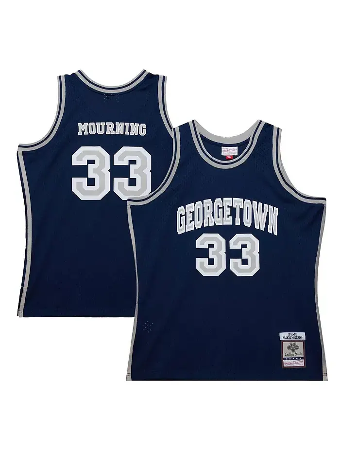 Мужская майка игрока Alonzo Mourning Navy Georgetown Hoyas 1991/92 Swingman Mitchell & Ness — изображение 1 из 4
