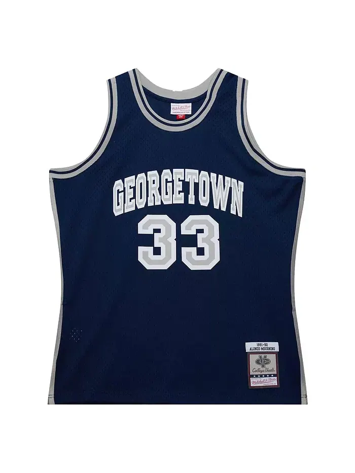 Мужская майка игрока Alonzo Mourning Navy Georgetown Hoyas 1991/92 Swingman Mitchell & Ness — изображение 2 из 4
