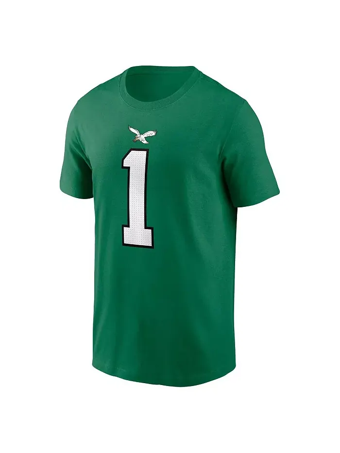 Мужская футболка Jalen Hurts Kelly Green Philadelphia Eagles с именем и номером игрока — изображение 2 из 3