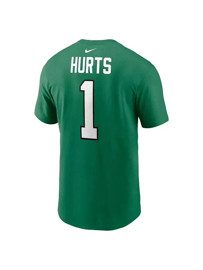Мужская футболка Jalen Hurts Kelly Green Philadelphia Eagles с именем и номером игрока — изображение 3 из 3
