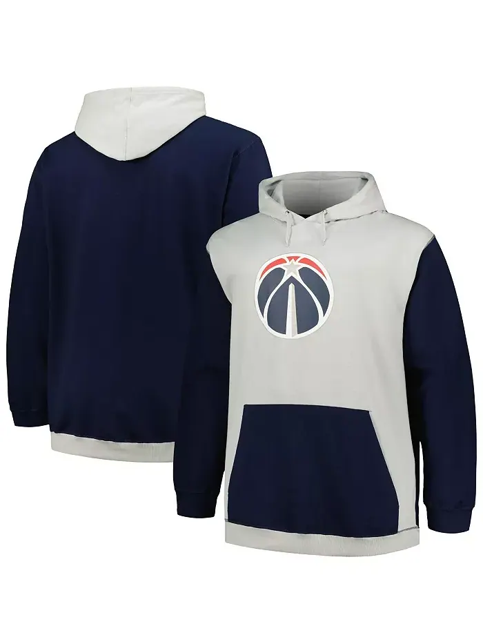 Мужской теплый худи с капюшоном Washington Wizards Big and Tall Primary Arctic цвета темно-синего и — изображение 1 из 3