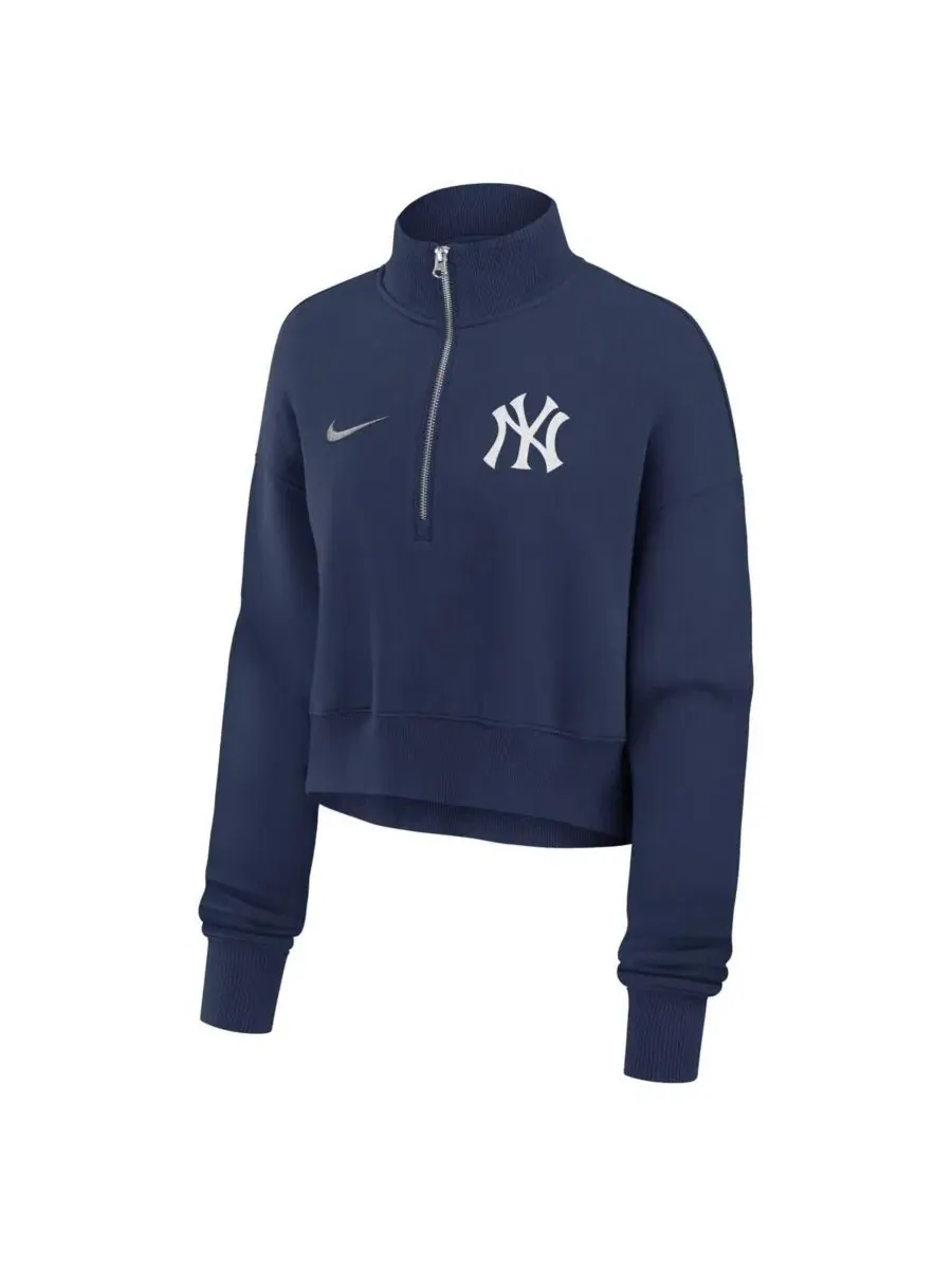 Свитшот с полузастежкой-молнией Phoenix Fleece New York Yankees Nike — изображение 2 из 4, темно-синий
