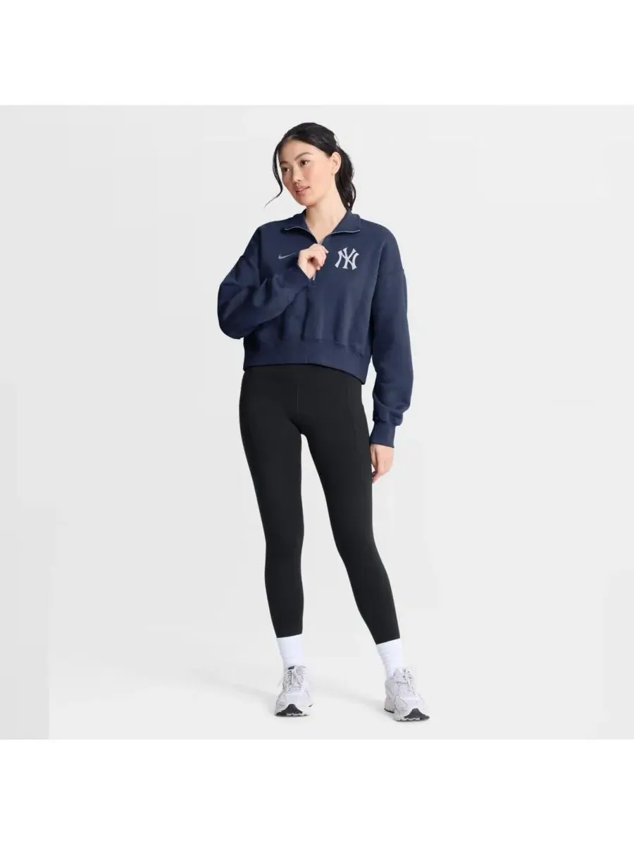Свитшот с полузастежкой-молнией Phoenix Fleece New York Yankees Nike — изображение 3 из 4, темно-синий