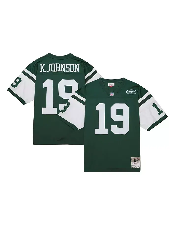 Мужская реплика джерси Legacy 1998 года Keyshawn Johnson в зеленом цвете New York Jets Mitchell &