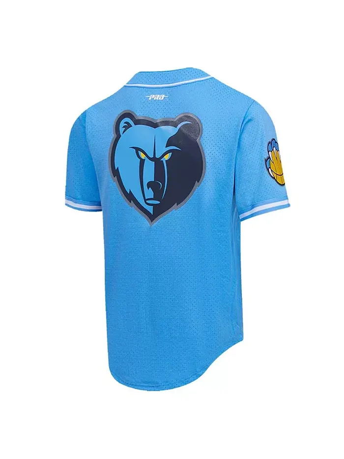 Мужская бейсбольная рубашка на пуговицах Ja Morant Memphis Grizzlies в синем цвете из капсульной — изображение 3 из 4