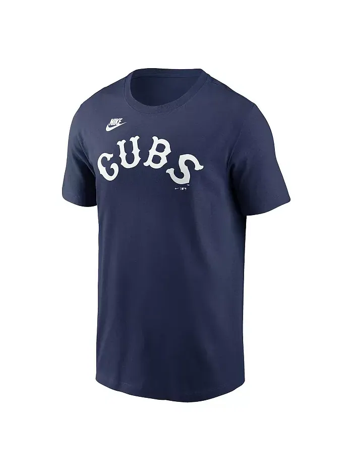 Мужская футболка Chicago Cubs Cooperstown Wordmark в синем цвете Nike — изображение 2 из 3