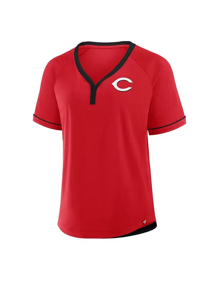 Женская красная футболка Cincinnati Reds League Diva Star с V-образным вырезом и реглан Fanatics — изображение 2 из 3