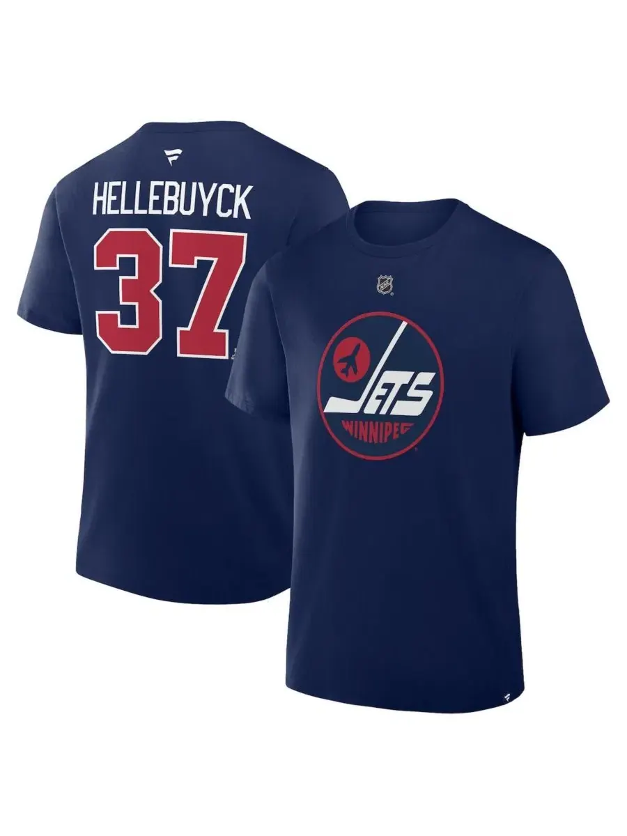 Футболка с длинным рукавом Connor Hellebuyck Fanatics — изображение 1 из 3, темно-синий